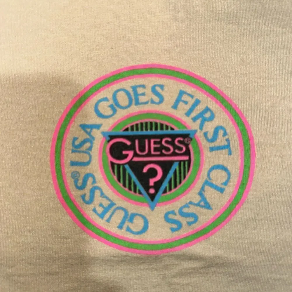 Single Stitch 80s 90s Vintage Guess USA Goes First Class T Shirt Men XL Y2K - Picture 7 of 8